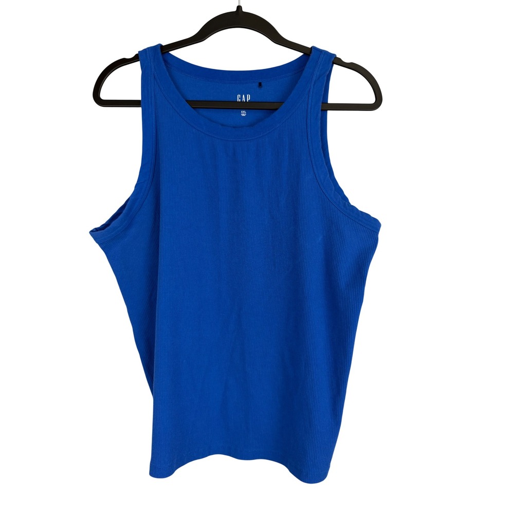 Gap Womens XXL Royal Blue Ribbed Tank Top Sleeveless Scoop Neck Basic Casual